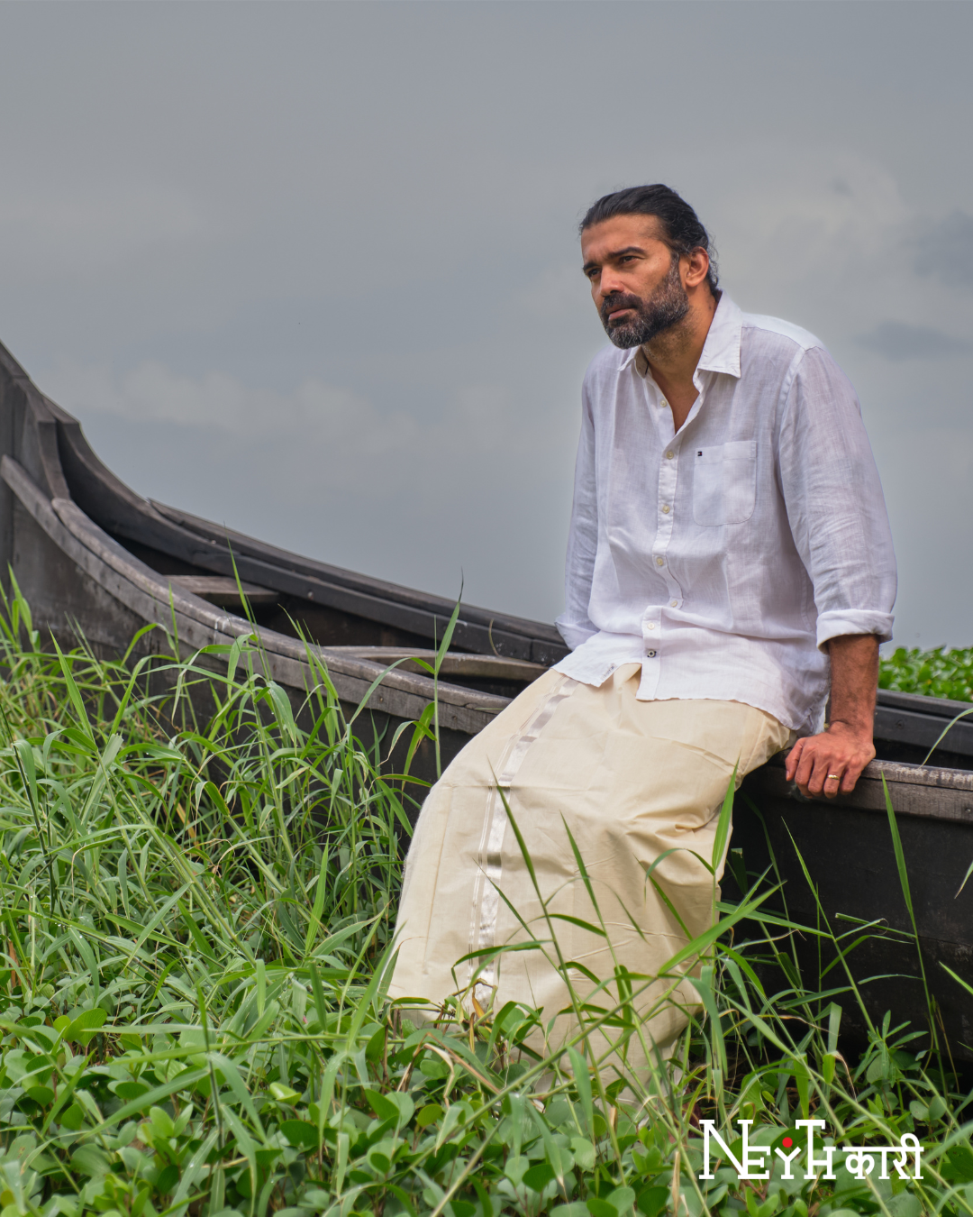 Silver Kasavu double mundu