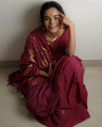 Wine gold Saree