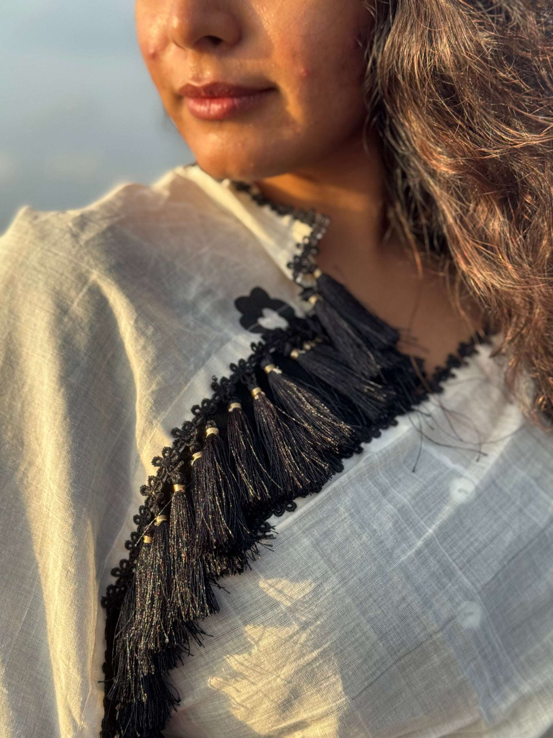 Black blossom Handpainted saree 5