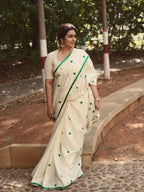 Green polka dots Saree 14