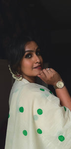 Green polka dots Saree 5