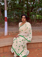 Green polka dots Saree 3