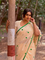 Green polka dots Saree 13