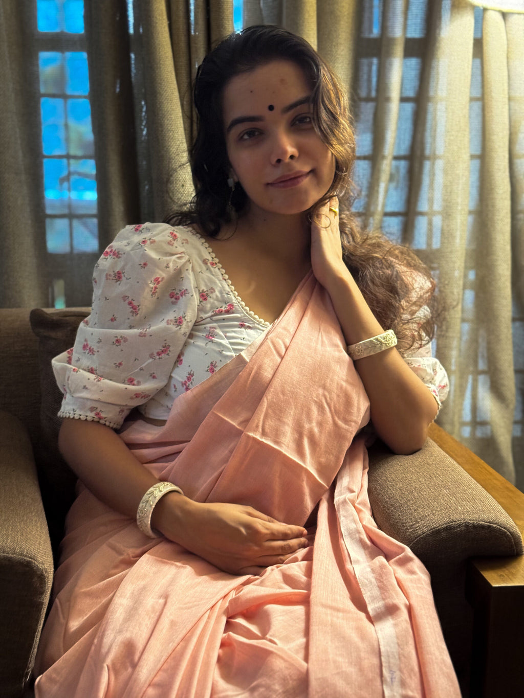 Peachy saree 7