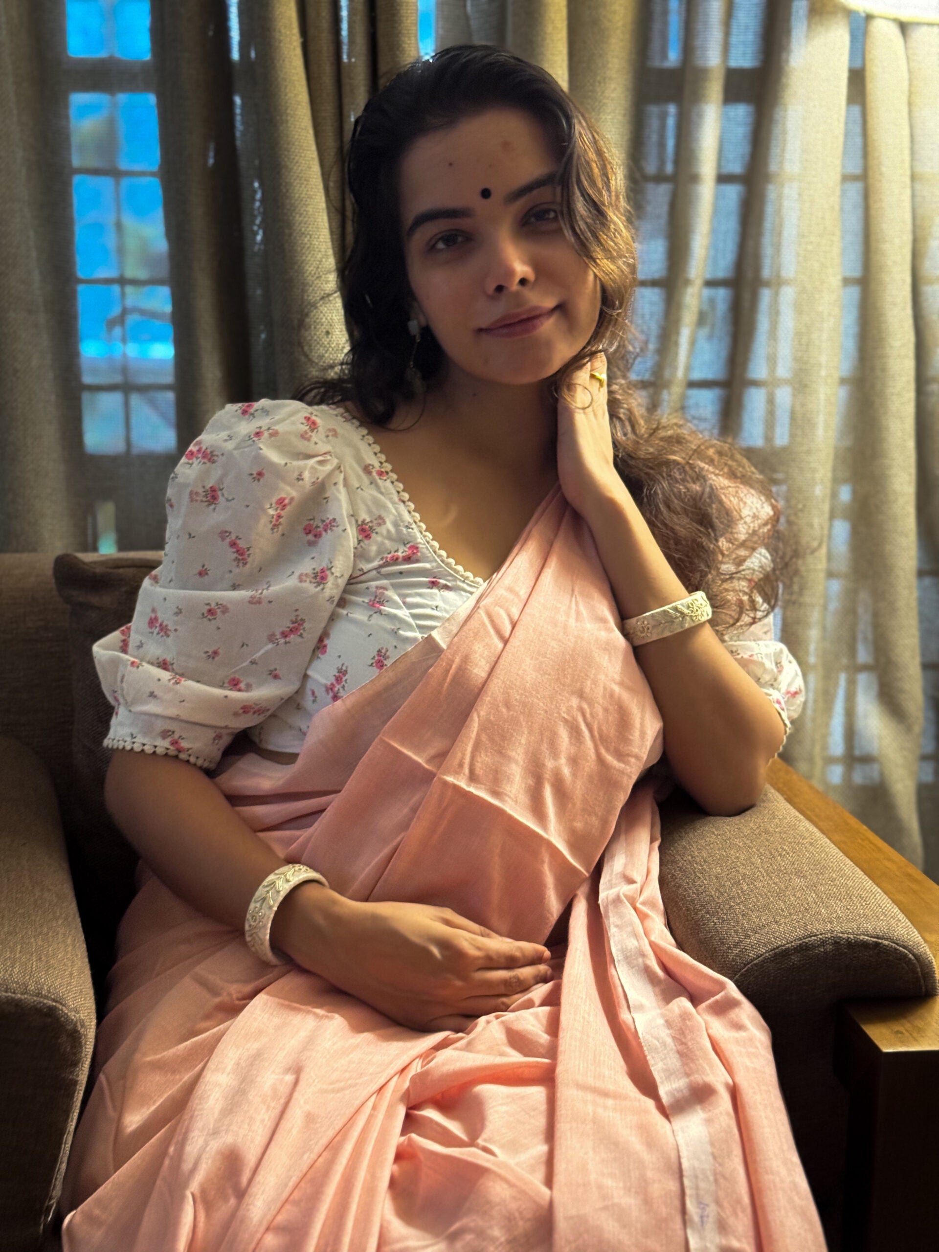 Peachy saree 7