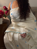 Blue polka dot saree