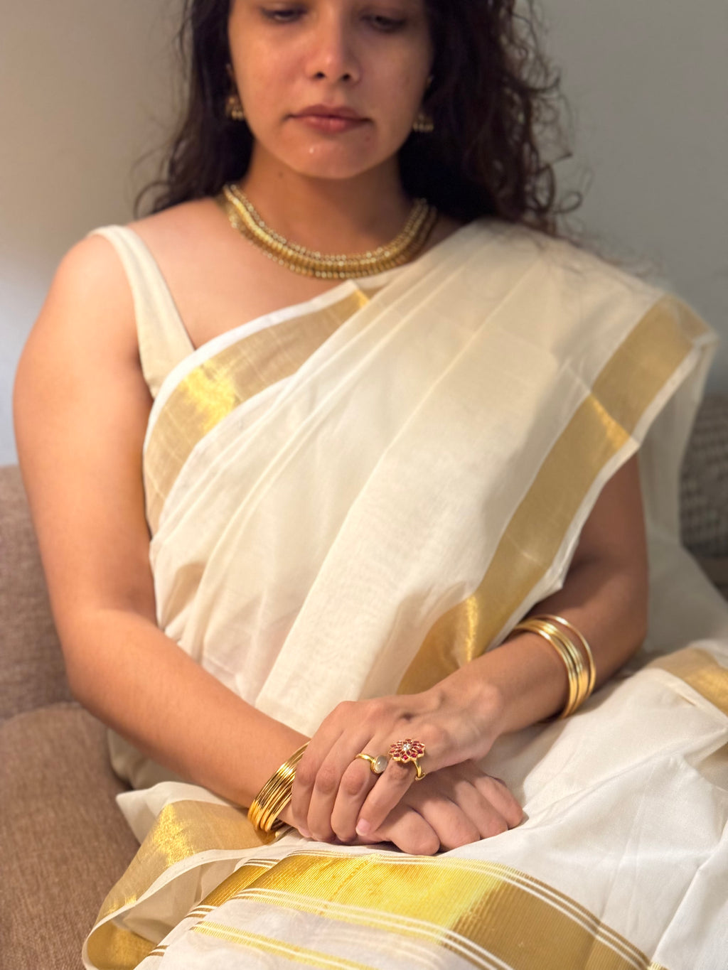 Kerala traditional kasavu Saree