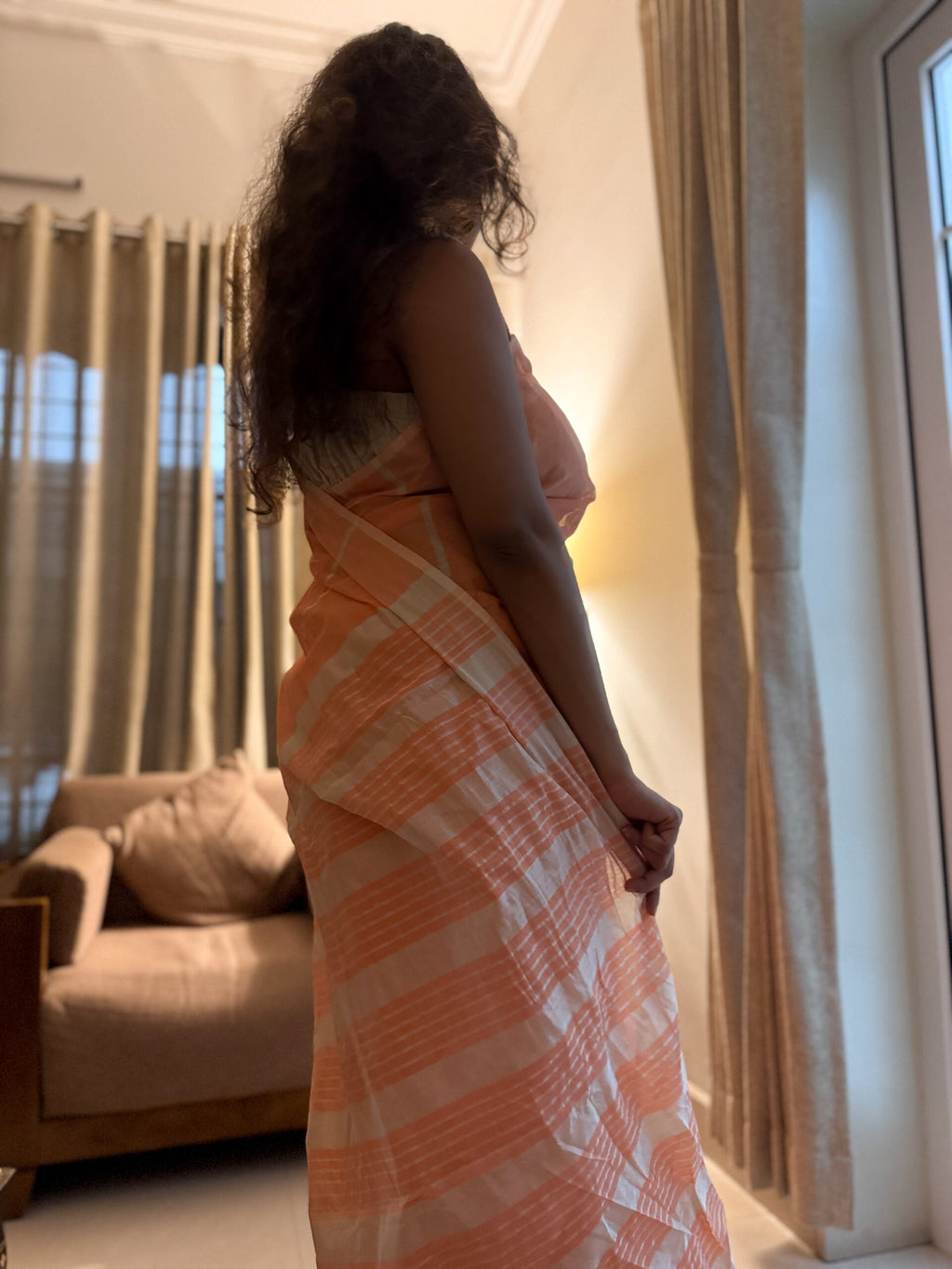 Creamy peach Saree 5
