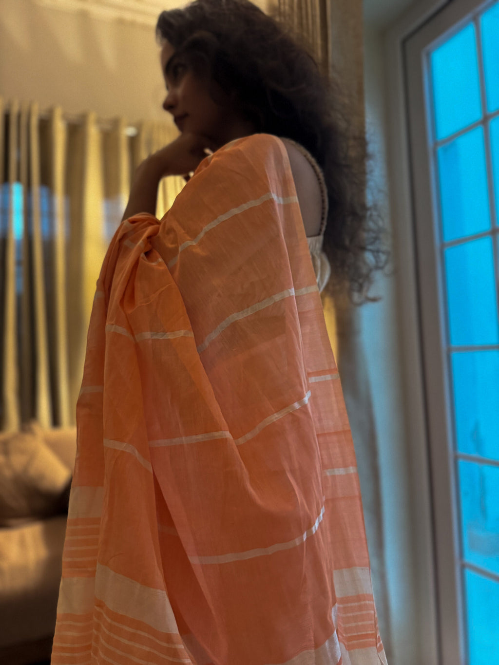Creamy peach Saree 3