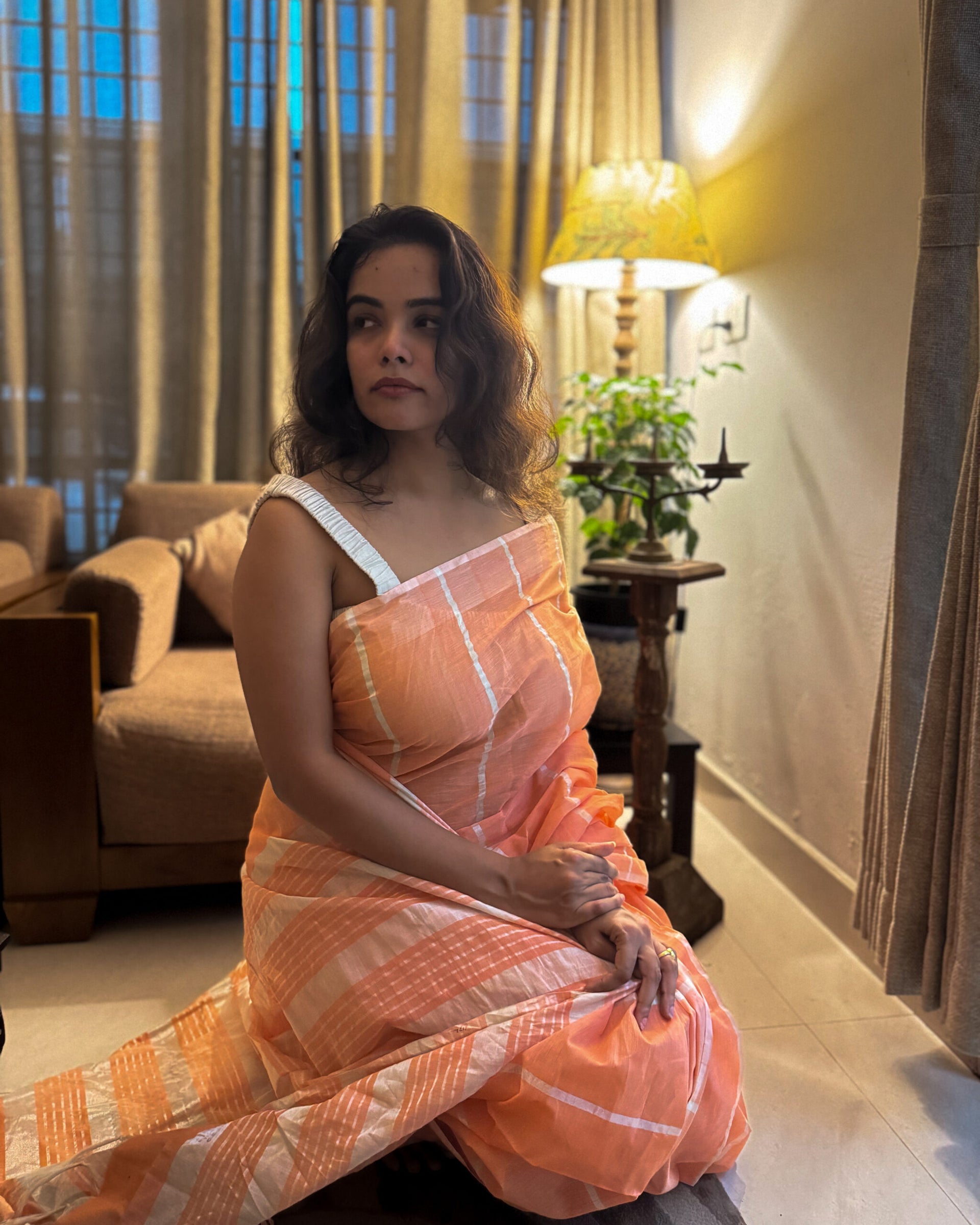 Creamy peach Saree 2