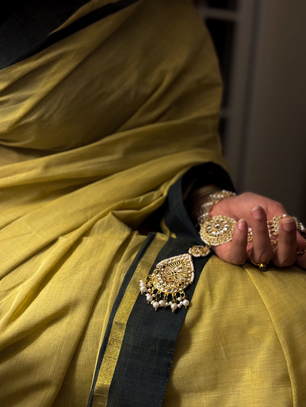 Ochre kasavu saree 2