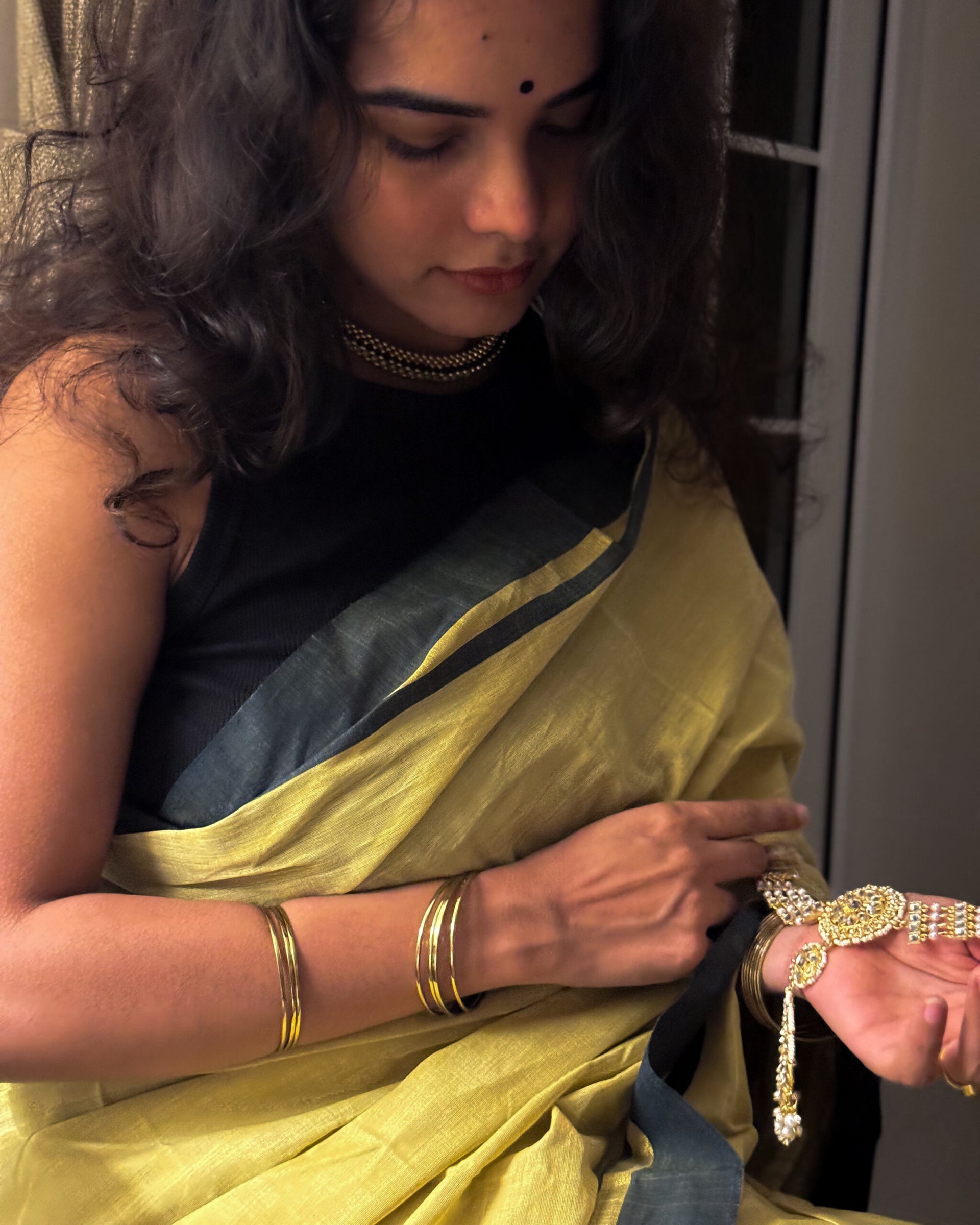 Ochre kasavu saree 5
