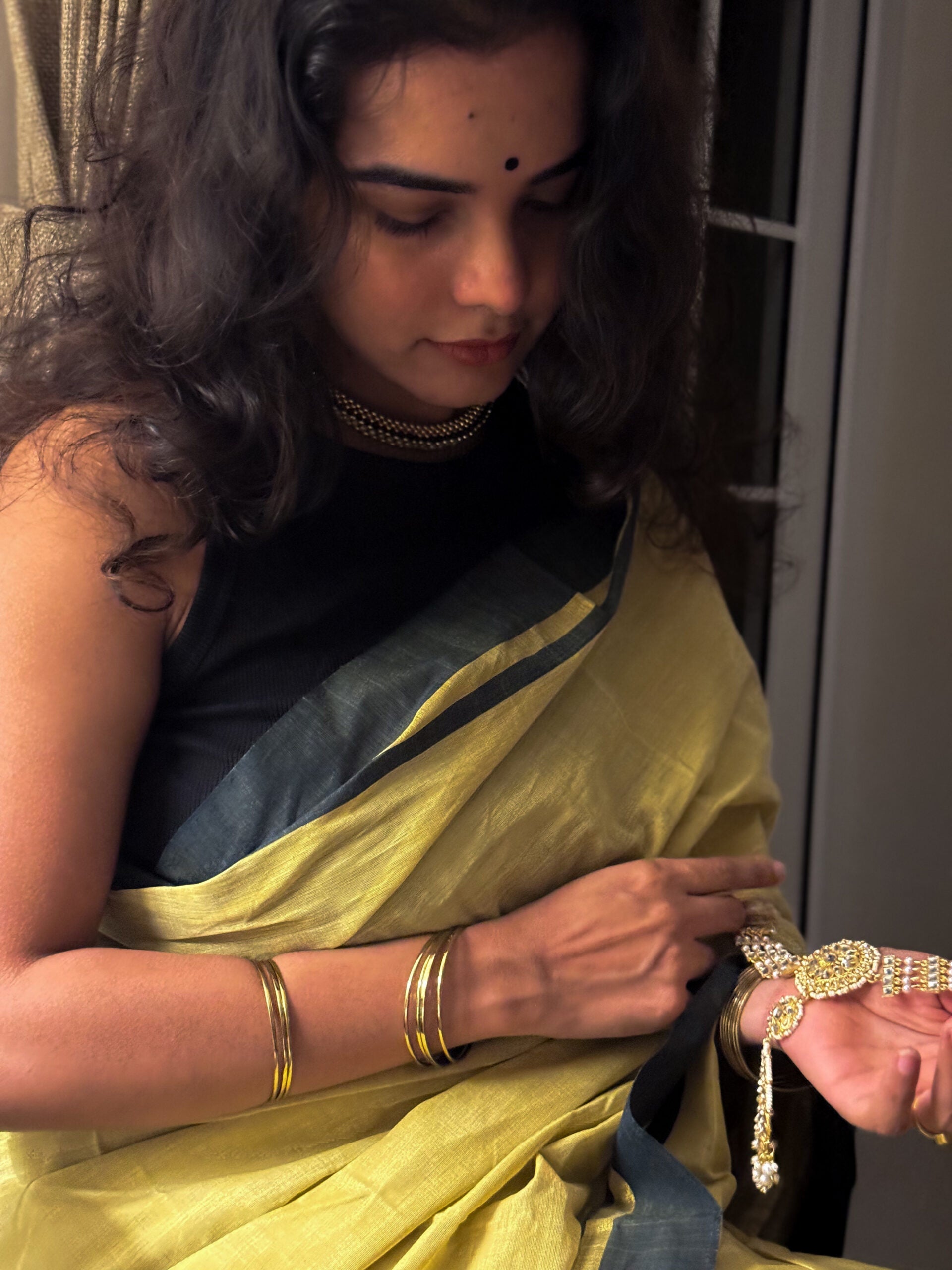 Ochre kasavu saree 3