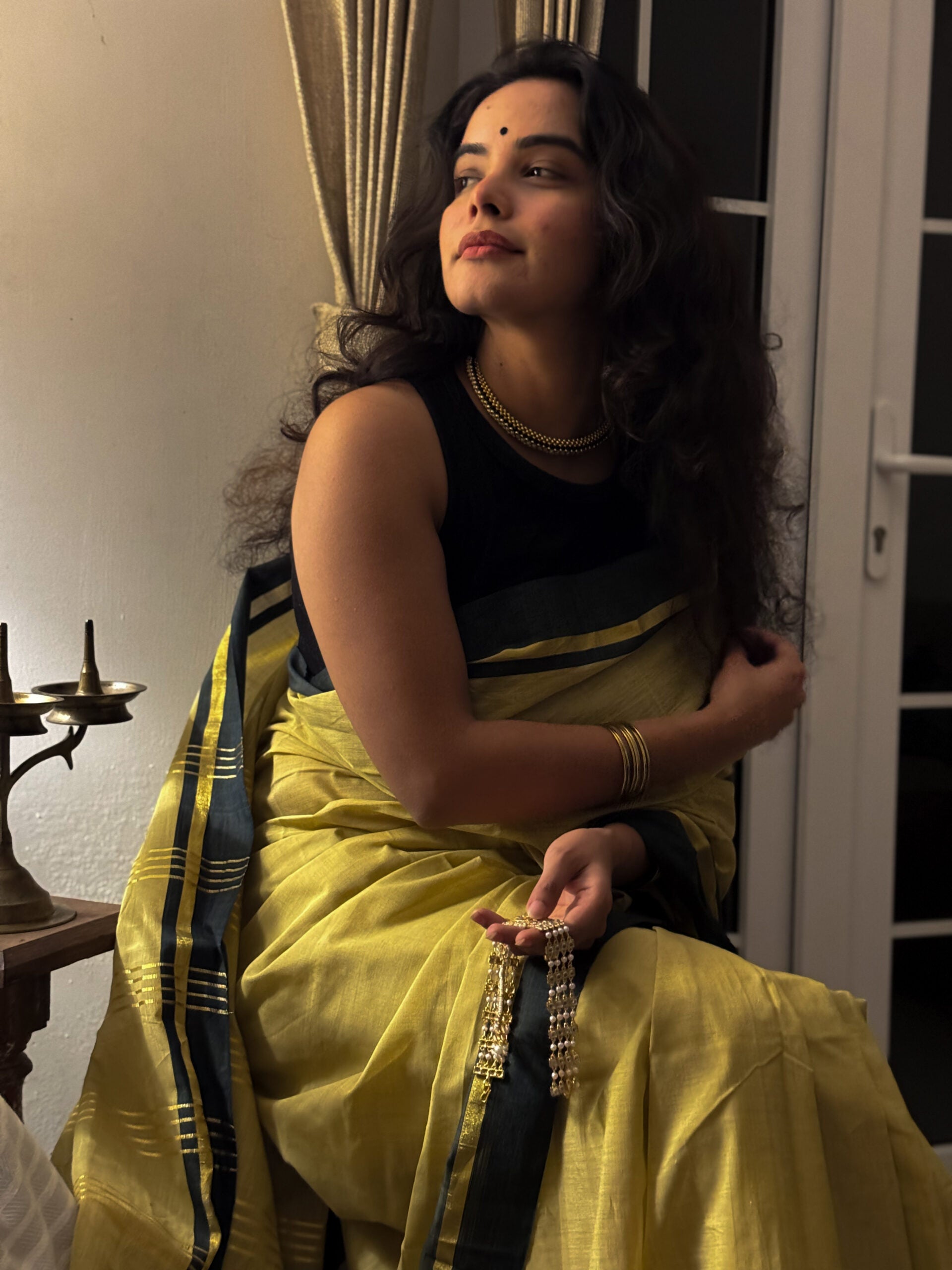 Ochre kasavu saree 7