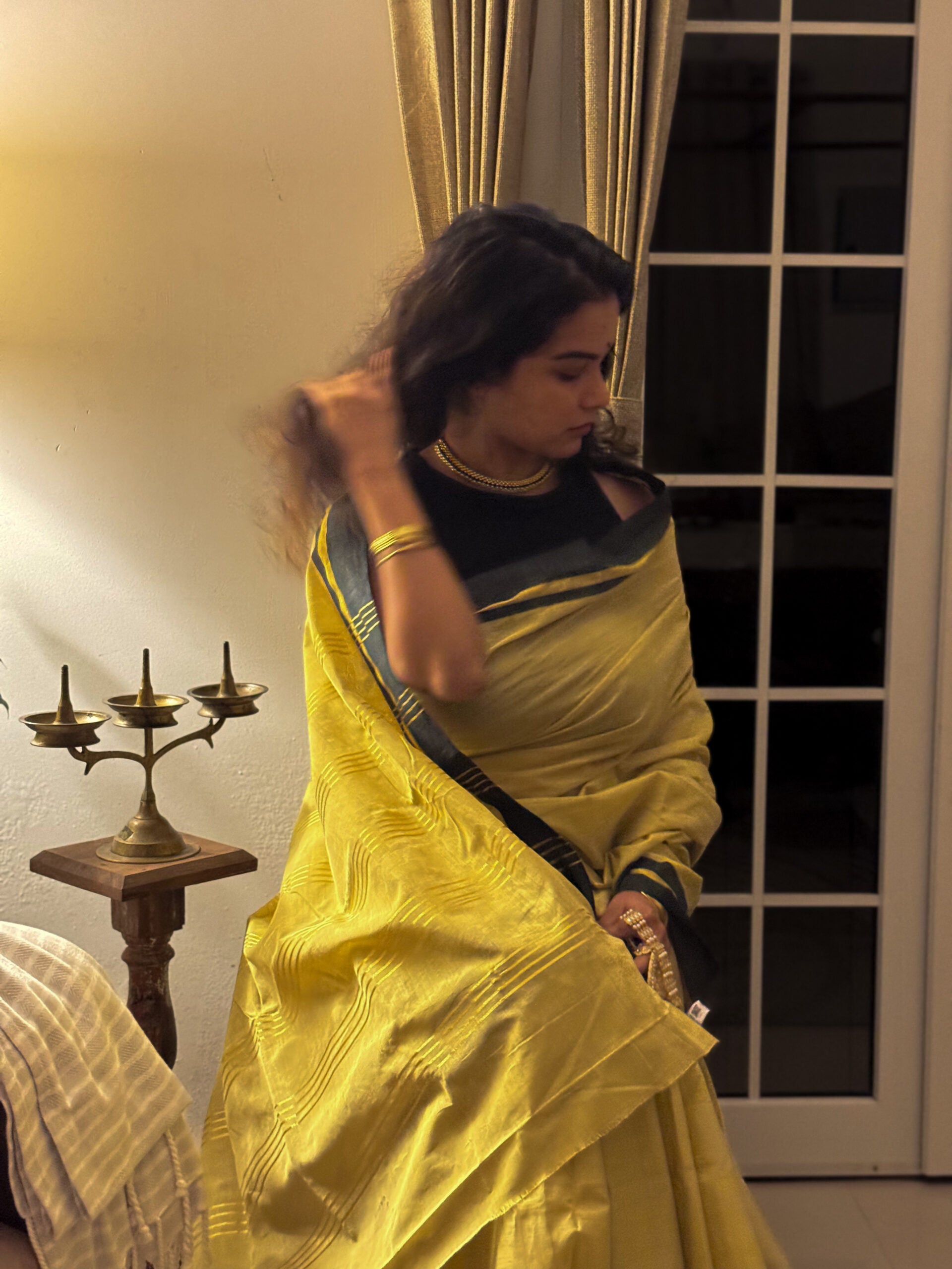 Ochre kasavu saree 6
