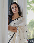 POLKA DOT SAREE WITH SATIN BORDER 5