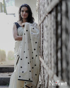 POLKA DOT SAREE WITH SATIN BORDER 8